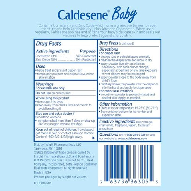 Caldesene Cornstarch Baby Powder With Zinc Oxide Talc Baby Powder 5 Oz 6 Pack