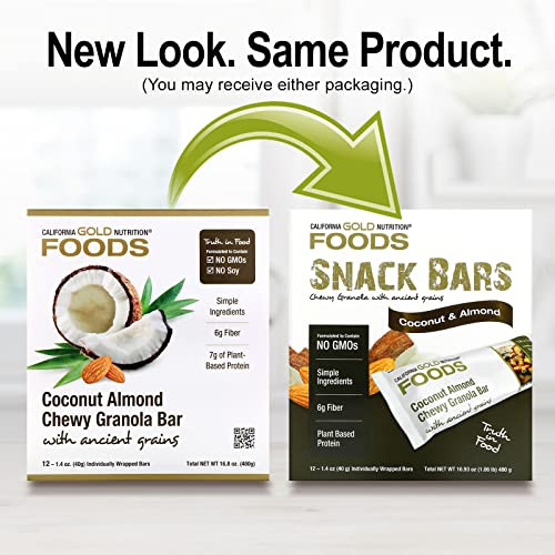 California Gold Nutrition Foods Coconut Almond Chewy Granola Bars 12 Bars 1.4 Oz (40 G) Each