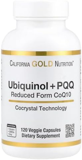 California Gold Nutrition Ubiquinol Reduced Form Coq10 + Pqq 120 Veggie Capsules