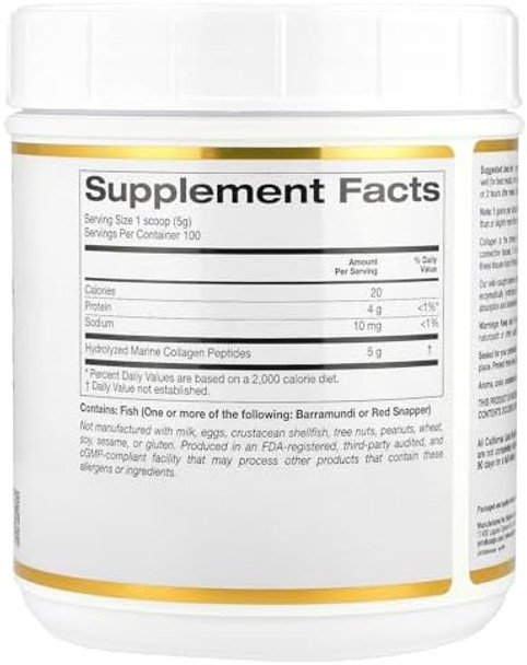 California Gold Nutrition Collagen Peptides Powder With Hyaluronic Acid Support For Healthy Hair Skin Nails Joints And Bones Nongmo Gluten And Dairy Unflavored 17.64 Oz (500 G)
