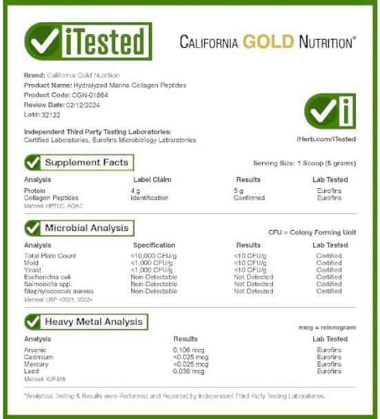 California Gold Nutrition Collagen Peptides Powder With Hyaluronic Acid Support For Healthy Hair Skin Nails Joints And Bones Nongmo Gluten And Dairy Unflavored 17.64 Oz (500 G)