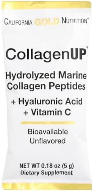 California Gold Nutrition Collagen Peptides Powder With Hyaluronic Acid Support For Healthy Hair Skin Nails Joints And Bones Nongmo Gluten Unflavored 10 Packets 0.18 Oz (5.16 G)