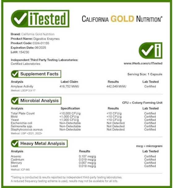 California Gold Nutrition Digestive Enzymes Broad Spectrum Suitable For Vegetarians 90 Veggie Capsules