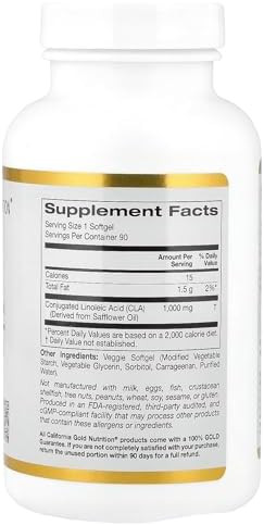 California Gold Nutrition Cla Conjugated Linoleic Acid 1000 Mg 90 Veggie Softgels