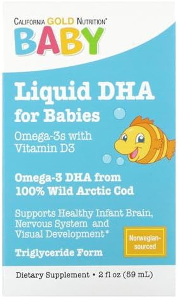 California Gold Nutrition Baby'S Dha Omega3S With Vitamin D3 1050 Mg 2 Fl Oz (59 Ml)