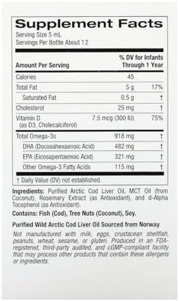 California Gold Nutrition Baby'S Dha Omega3S With Vitamin D3 1050 Mg 2 Fl Oz (59 Ml)