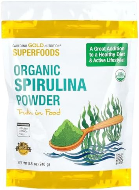 California Gold Nutrition Organic Spirulina Powder Usp Verified Usda Organic Nongmo 8.5 Oz (240 G)