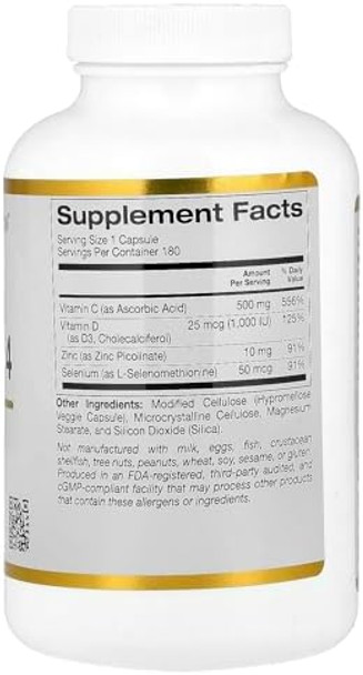 California Gold Nutrition Immune Complex 4 180 Veggie Capsules