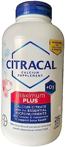 Citracal Calcium Citrate Caplets (Maximum Plus) + D3 1Pack (280 Ct.) (Packaging May Vary)
