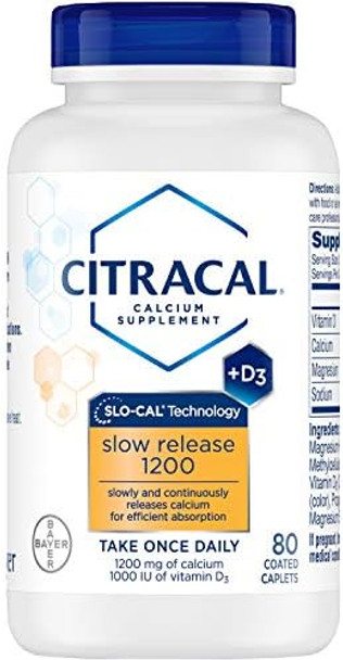 Citracal Calcium + D Slow Release 1200 Tablets 80 Tablets (Pack Of 4)