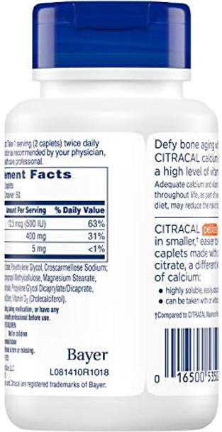 Citracal Calcium Citrate Petites W/Vitamin D Tablets 100 Ct (4 Pack)