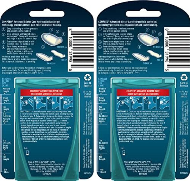 Compeed Advanced Blister Care 10 Count Mixed Sizes Pads (2 Packs) & Dr. Scholl'S Blister Cushions Seal & Heal Bandage With Hydrogel Technology 8 Ct
