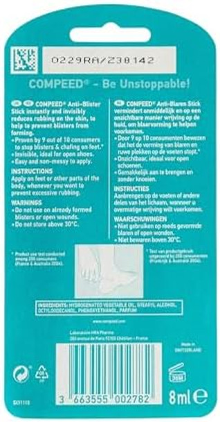 Compeed 3X Anti Blister Stick 8Ml To Prevent Blisters & Chafing