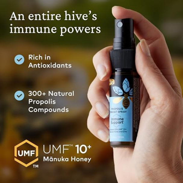 Comvita Bee Propolis Throat Spray Natural Immune Support Soothing Mint Flavor With Zealand Umf 10+ Manuka Honey Antioxidant Dietary Supplement 0.7 Fl Oz