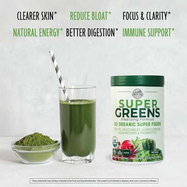 Country Farms Super Greens Drink Mix With Beets Powder 50 Organic Superfoods Fruits & Vegetables Blend With Nitrates For Circulation 30 Servings
