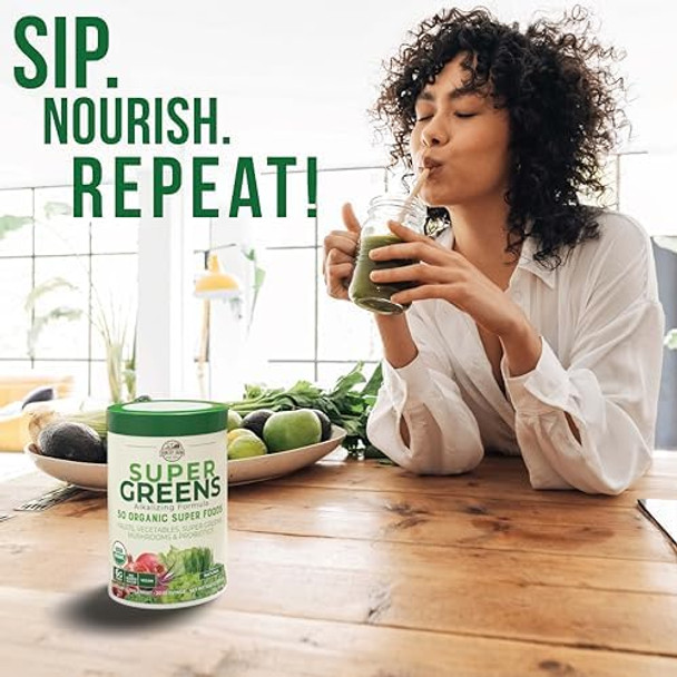 Country Farms Super Greens Drink Mix With Beets Powder 50 Organic Superfoods Fruits & Vegetables Blend With Nitrates For Circulation 30 Servings