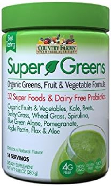 Super Greens Alkalizing Greens Blend 9.88 Oz Per Container Natural Flavor (3 Pack)