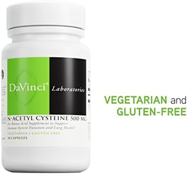 Davinci Laboratories Nacetyl Cysteine 500 Mg An Amino Acid Supplement To Support Immune System Function And Lung Health Vegetarian Gluten 90 Capsules