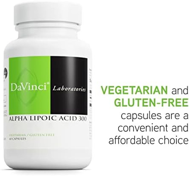 Davinci Labs Alpha Lipoic Acid 300 Dietary Supplement To Support Metabolism And Healthy Collagen Levels With 300 Mg Alpha Lipoic Acid Per Capsule Gluten 60 Vegetarian Capsules
