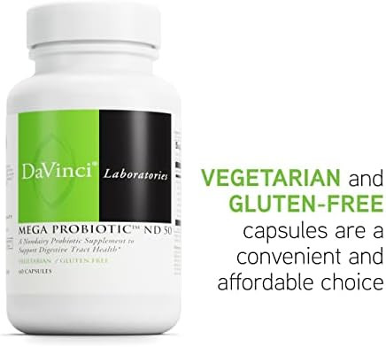 Davinci Labs Mega Probiotic Nd 50 Nondairy Probiotic Supplement With Prebiotic Fiber Digestive & Immune Health Support Gut Support With Beneficial Bacteria 60 Vegetarian Capsules