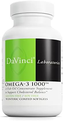 Davinci Labs Omega3 1000 Dietary Supplement To Maintain Already Normal Cholesterol Levels And Support Immune System Hair And Skin Gluten 90 Enteric Coated Softgels