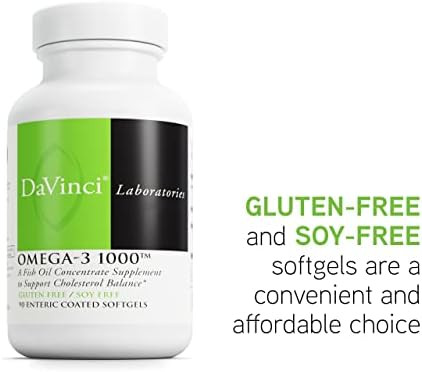 Davinci Labs Omega3 1000 Dietary Supplement To Maintain Already Normal Cholesterol Levels And Support Immune System Hair And Skin Gluten 90 Enteric Coated Softgels