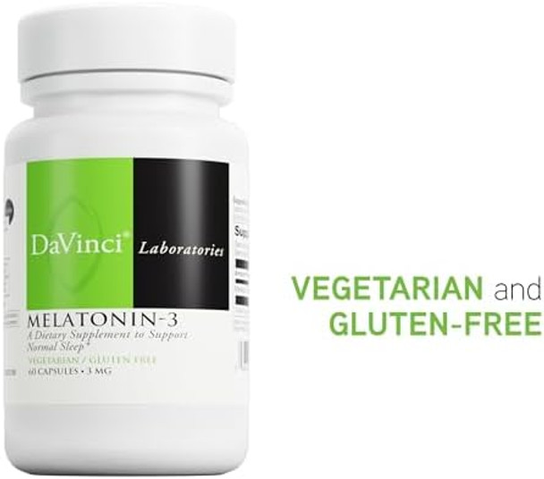 Davinci Labs Melatonin3 Sleep Supplement & Antioxidant & Immunity Support With 3 Mg Melatonin Vegetarian Gluten 60 Capsules