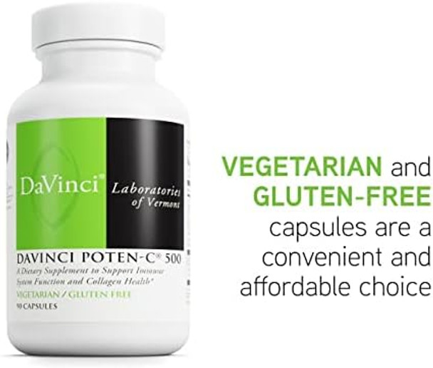 Davinci Labs Potenc 500 Dietary Supplement To Support Immune System Function & Collagen Health With Vitamin C Calcium Magnesium Potassium And More Vegetarian Gluten 90 Tablets