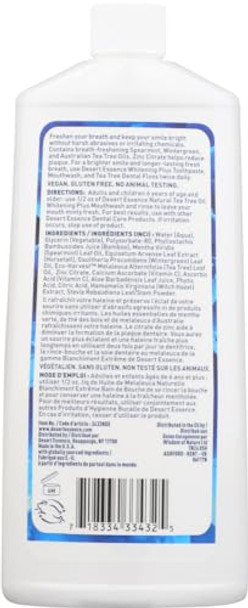 Desert Essence Tea Tree Oil Whitening Plus Mouth Wash Cool Mint 16 Oz (Pack Of 2)