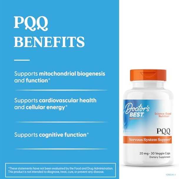 Doctors Best Pqq With Biopqq Nervous System Support Nongmo Gluten Soy Vegan 30 Veggie Caps