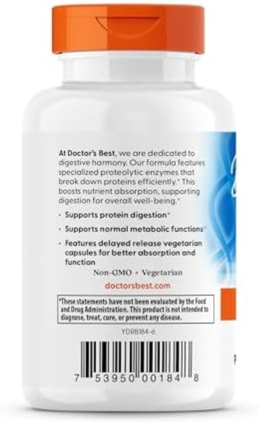 Doctors Best Proteolytic Enzymes Broad Spectrum Proteolytic Enzyme Formulation Nongmo Vegetarian 90 Delayed Release Veggie Caps