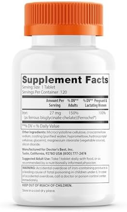 Doctor'S Best High Absorption Iron Tablet With Ferrochel Gentle On The Stomach Immune Health Blood Health 27 Mg