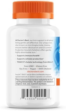 Doctor'S Best High Absorption Iron Tablet With Ferrochel Gentle On The Stomach Immune Health Blood Health 27 Mg