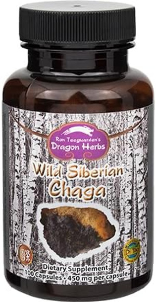 Dragon Herbs Wild Siberian Chaga Capsules 100 Capsules 450 Mg Each