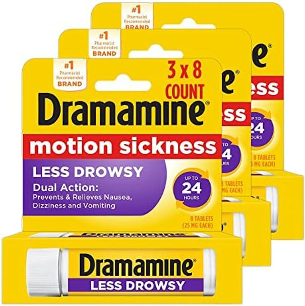 Dramamine All Day Less Drowsy Motion Sickness Relief 8 Count 3 Pack