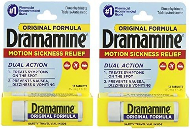 Dramamine Motion Sickness Relief Original Formula 50 Mg 12 Count 2Pack By Dramamine