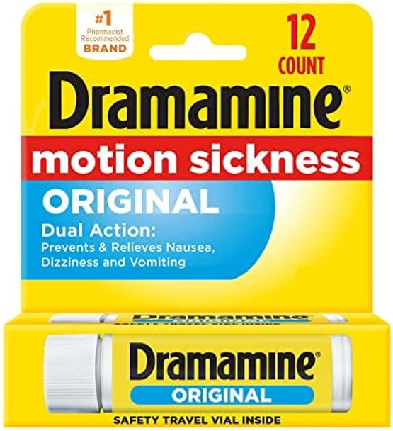 Dramamine Original Motion Sickness Relief Travel Vial 12 Count & Dmi 76Piece Firstaid Kit For Minor Cuts And Scrapes