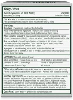 Dulcolax Overnight Relief Laxative For Gentle Constipation Relief Bisacodyl 5 Mg Tablets 50 Count 50 Ct