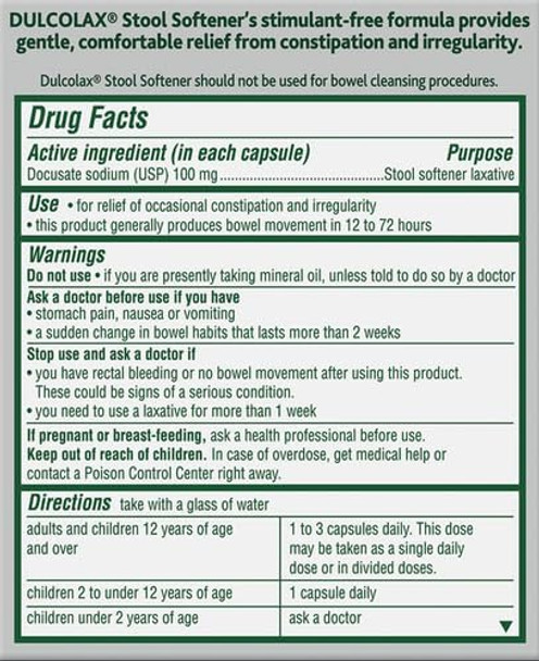 Dulcolax Stool Softener Laxative Liquid Gel Capsules (25Ct) For Gentle Relief Docusate Sodium 100Mg (Pack Of 2)