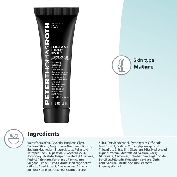 Peter Thomas Roth Instant FIRMx Eye Temporary Eye Tightener, Smooth and Tighten the Look of Crow's Feet, Fine Lines, Deep Wrinkles and Puffiness