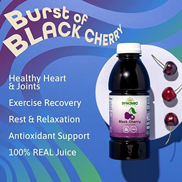 Dynamic Health 100% Pure Black Cherry Juice Concentrate No Additives Antioxidant Supplement Urinary Tract & Joint Support 16 Fl Oz
