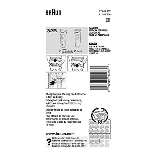 Braun Series 3 32B Foil & Cutter Replacement Head, Compatible with Models 3000s, 3010s, 3040s, 3050cc, 3070cc, 3080s, 3090cc (Packaging May Vary)