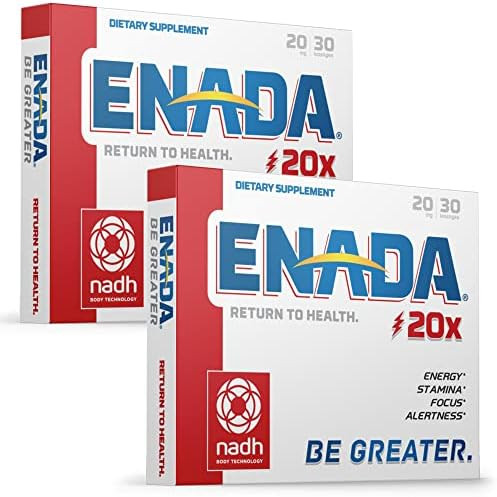 Enada 20 X Nadh Supplementboost Energy Mental Focus Staminasupport Fatigue Cell Regenerator20Mg Nadh 30 Lozenges (1 Per Serving)Natural Energy Supplements For Women And Men