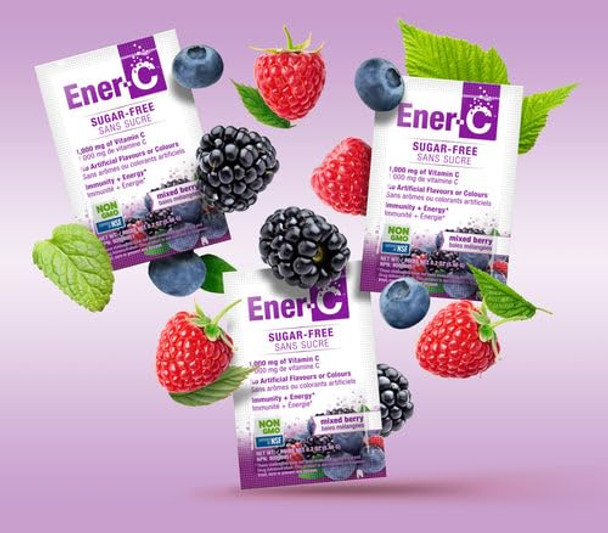 Enerc Sugar Mixed Berry Multivitamin Drink Mix 1000Mg Vitamin C Nongmo Vegan Real Fruit Juice Powders Natural Immunity Support Electrolytes Gluten 1Pack Of 30