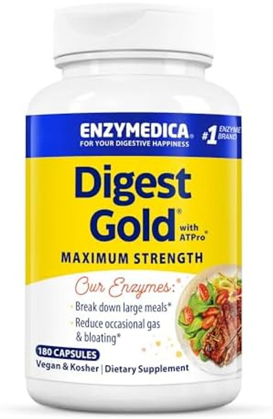 Enzymedica Digest Gold With Atpro Daily Digestive Support Supplement With Enzymes And Atp 180 Capsules