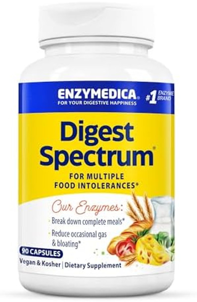Enzymedica Digest Spectrum Dietary Supplement To Support Digestive Relief From Food Intolerances Vegan Nongmo 90 Capsules (45 Servings)