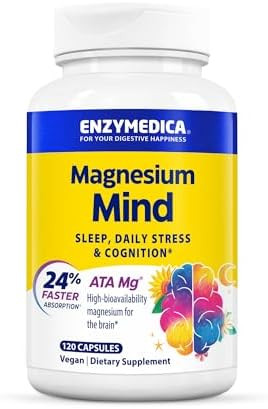 Enzymedica Magnesium Mind With Ata Mg 24% Faster Absorption Highbioavailability Magnesium For Sleep Stress & Cognition 120 Count