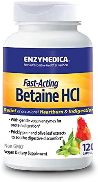 Enzymedica Betaine Hcl Occasional Heartburn And Indigestion Support 120 Capsules