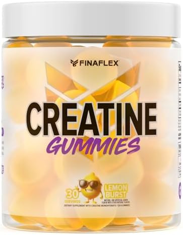 Finaflex Creatine Gummies 120 Gummies Lemon Burst Flavor Promotes Muscular Strength Size & Performance 5G Of Creatine Monohydrate Per Serving 30 Servings