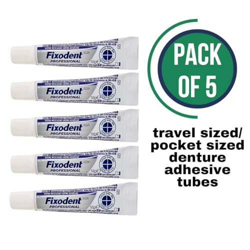 Fixodent Dental Adhesive Cream 10G Pocket Sized Travel Sized Tubes Tsaapproved Travel Sized Denture Adhesive W/ 1 Travel Zipper Pouch (Pack Of 5 Tubes)